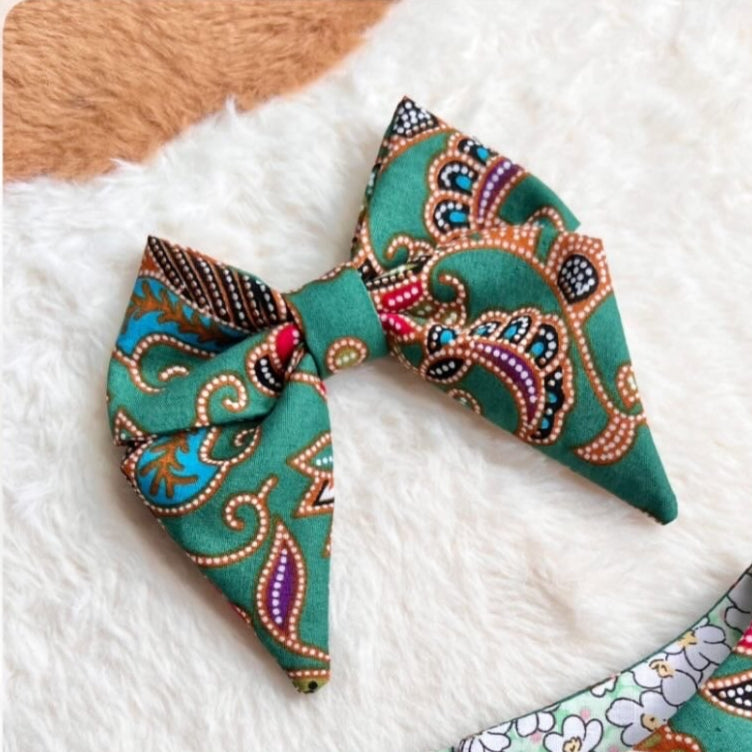 Hari Raya Batik in Green Sailor Bow