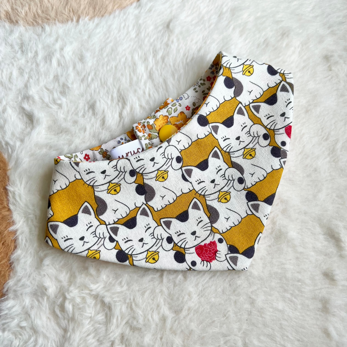 Golden Lucky Cat Reversible Bandana