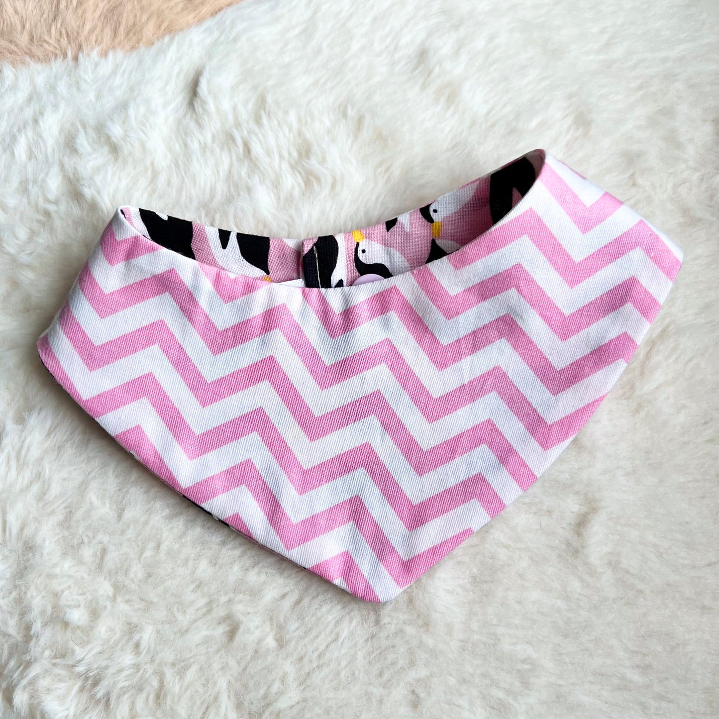 Pink Sliding Penguin Reversible Bandana