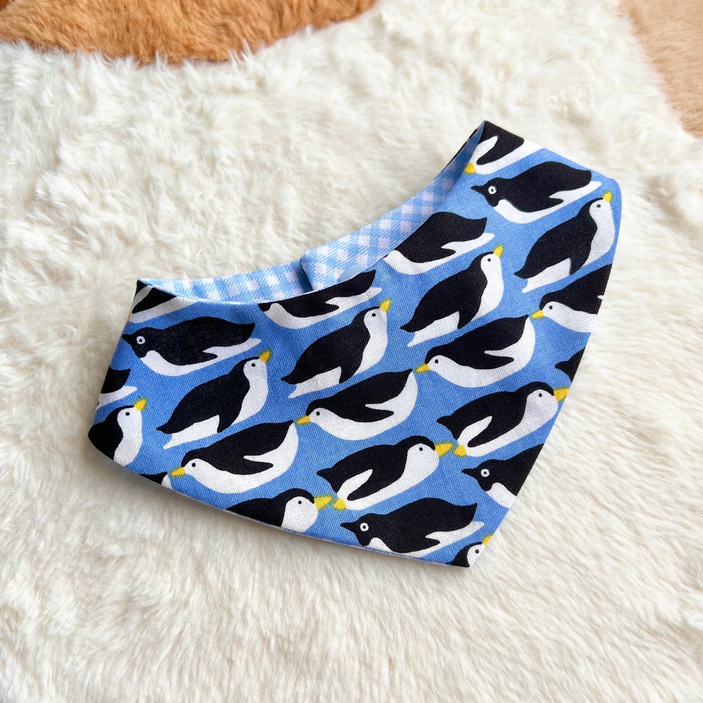 Blue Sliding Penguins Reversible Bandana
