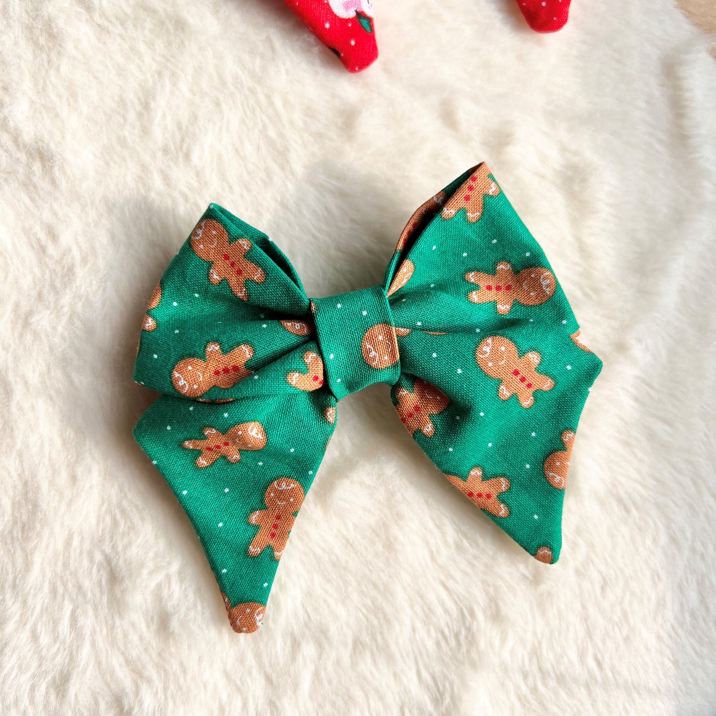 Christmas Gingerbread Man Sailor Bow