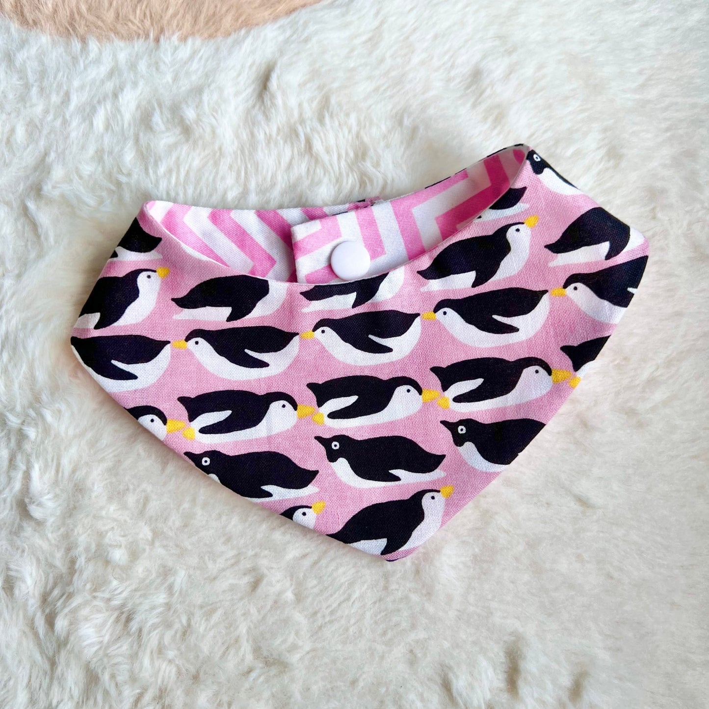 Pink Sliding Penguin Reversible Bandana