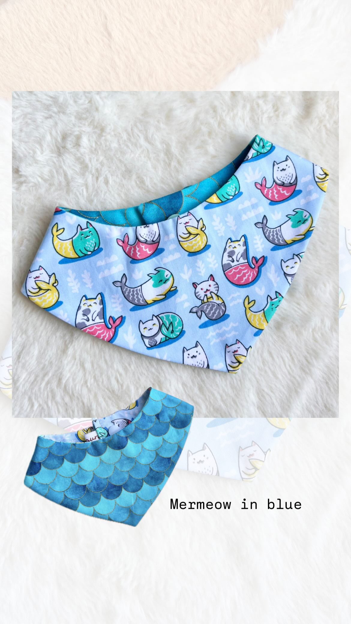 Mermeow in Blue Reversible Bandana